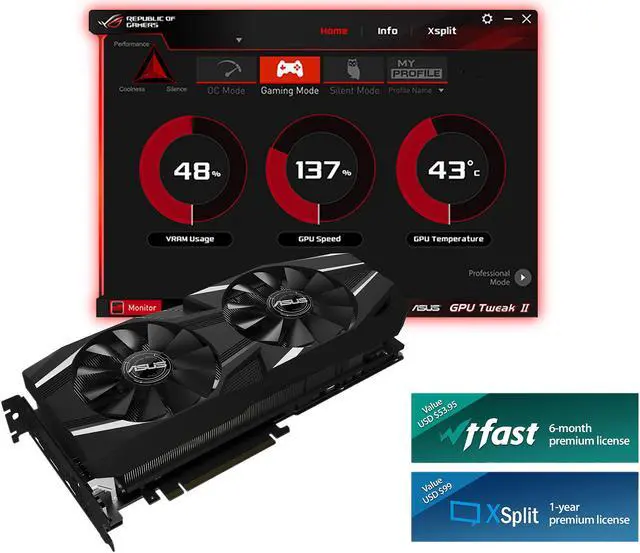 Alt view image 7 of 7 - ASUS GeForce RTX 2080 Overclocked 8G GDDR6 Dual-Fan Edition VR Ready HDMI DP 1.4 USB Type-C Graphics Card (DUAL-RTX2080-O8G)