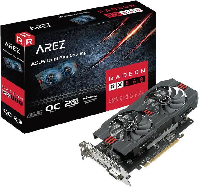 Alt view image 5 of 5 - ASUS AREZ RX 560 O2G OC Edition GDDR5 DP HDMI DVI AMD Graphics Card (AREZ-RX560-O2G-EVO)