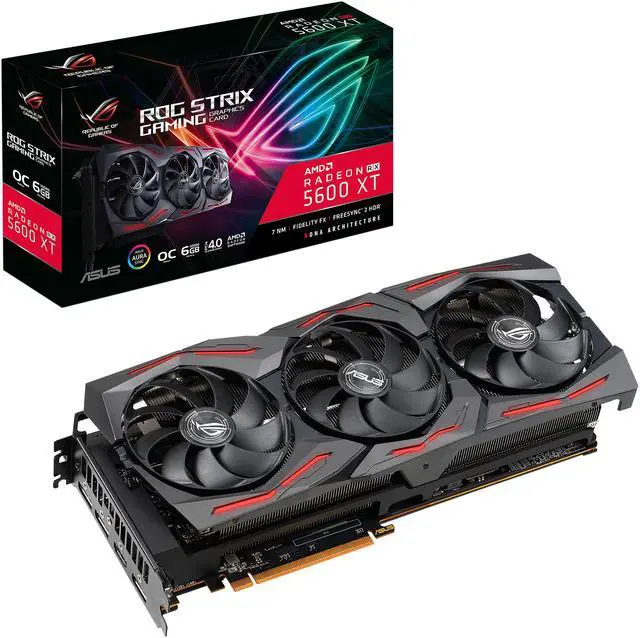 Alt view image 7 of 7 - ASUS ROG STRIX AMD Radeon RX 5600 XT OC Edition Gaming Graphics Card (PCIe 4.0, 6GB, GDDR6 Memory, HDMI, DisplayPort, Full HD Gaming, Axial-tech Fan Design, Auto-Extreme, Metal Backplate (ROG-STRIX-RX5600XT-O6G-GAMING)