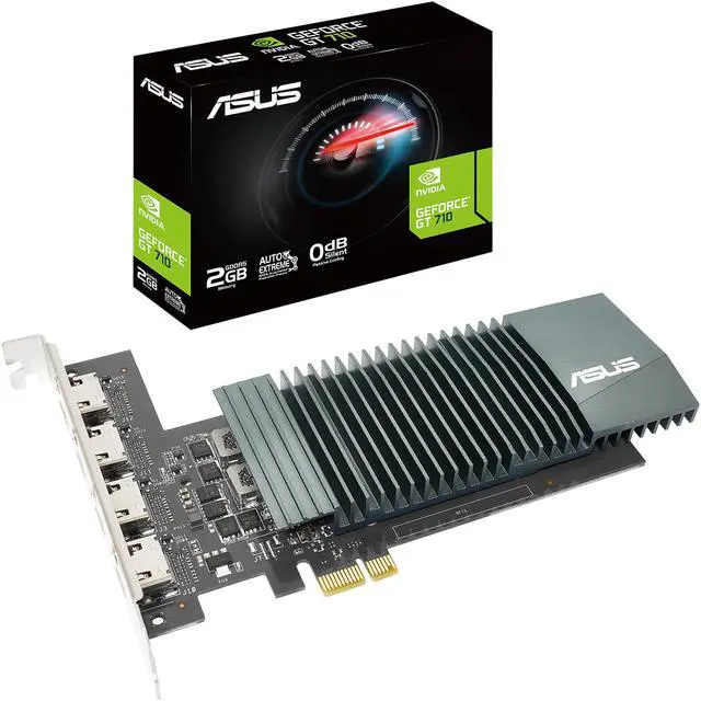 Alt view image 4 of 4 - ASUS NVIDIA GeForce GT 710 Graphics Card (PCIe 2.0, 2GB GDDR5 Memory, 4 x HDMI Ports, Single-slot Design, Passive Cooling)