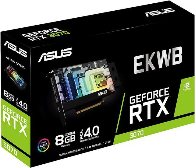 Alt view image 20 of 20 - ASUS EKWB GeForce RTX 3070 8GB GDDR6 Video Card (PCIe 4.0, 8GB GDDR6 Memory, HDMI 2.1, DisplayPort 1.4a, Protective Backplate, Stainless Steel Bracket, Single-slot Design, and EK Water Block)