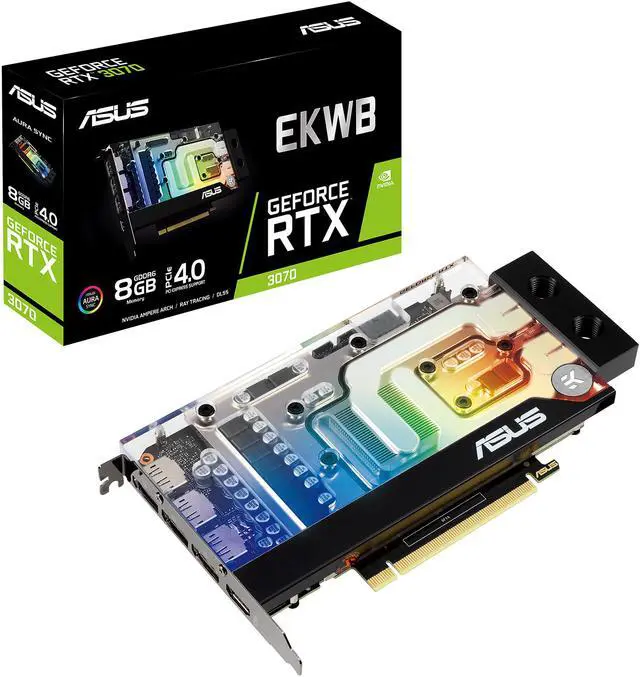 Alt view image 19 of 20 - ASUS EKWB GeForce RTX 3070 8GB GDDR6 Video Card (PCIe 4.0, 8GB GDDR6 Memory, HDMI 2.1, DisplayPort 1.4a, Protective Backplate, Stainless Steel Bracket, Single-slot Design, and EK Water Block)