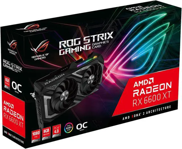 Alt view image 14 of 14 - ASUS ROG STRIX Radeon RX 6600 XT 8GB GDDR6 PCI Express 4.0 CrossFireX Support ATX Graphics Card ROG-STRIX-RX6600XT-O8G-GAMING