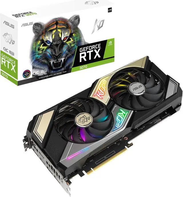 Alt view image 14 of 15 - ASUS KO NVIDIA GeForce RTX 3070 V2 8GB GDDR6 Gaming Graphics Card (PCIe 4.0, 8GB GDDR6 Memory, LHR, HDMI 2.1, DisplayPort 1.4a, Axial-tech Fan Design, 0dB Technology, Enduring Capacitors)