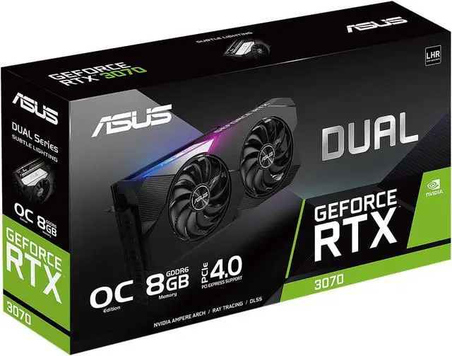 Alt view image 12 of 12 - ASUS Dual NVIDIA GeForce RTX 3070 V2 OC Edition Gaming Graphics Card (PCIe 4.0, 8GB GDDR6, LHR, HDMI 2.1, DisplayPort 1.4a, Axial-tech Fan Design, Dual BIOS, Protective Backplate) DUAL-RTX3070-O8G-V2