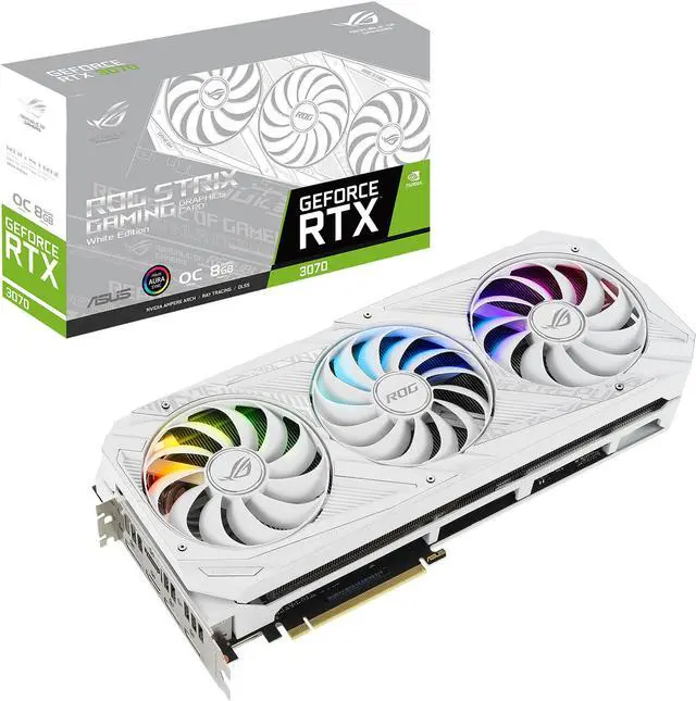 Alt view image 19 of 20 - ASUS ROG Strix NVIDIA GeForce RTX 3070 V2 White OC Edition Gaming Graphics Card (PCIe 4.0, 8GB GDDR6, LHR, HDMI 2.1, DisplayPort 1.4a, White Color Scheme, Axial-tech Fan Design, 2.9-slot) ROG-STRIX-RTX3070-O8G-WHITE-V2