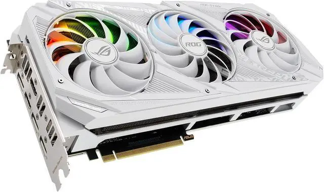 Alt view image 5 of 20 - ASUS ROG Strix NVIDIA GeForce RTX 3070 V2 White OC Edition Gaming Graphics Card (PCIe 4.0, 8GB GDDR6, LHR, HDMI 2.1, DisplayPort 1.4a, White Color Scheme, Axial-tech Fan Design, 2.9-slot) ROG-STRIX-RTX3070-O8G-WHITE-V2