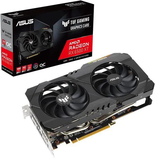 Alt view image 14 of 15 - ASUS TUF Gaming AMD Radeon RX 6500 XT OC Edition Graphics Card (AMD RDNA 2, PCIe 4.0, 4GB GDDR6, HDMI 2.1, DisplayPort 1.4a, Dual Ball Fan Bearings, All-aluminum Shroud, GPU Tweak II) TUF-RX6500XT-O4G-GAMING