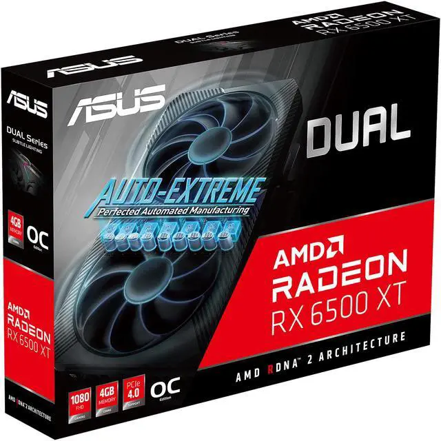 Alt view image 13 of 13 - ASUS Dual AMD Radeon RX 6500 XT OC Edition 4GB GDDR6 Gaming Graphics Card (AMD RDNA 2, PCIe 4.0, 4GB GDDR6 Memory, HDMI 2.1, DisplayPort 1.4a, Axial-tech Fan Design, 0dB Technology) DUAL-RX6500XT-O4G