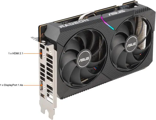 Alt view image 6 of 13 - ASUS Dual AMD Radeon RX 6500 XT OC Edition 4GB GDDR6 Gaming Graphics Card (AMD RDNA 2, PCIe 4.0, 4GB GDDR6 Memory, HDMI 2.1, DisplayPort 1.4a, Axial-tech Fan Design, 0dB Technology) DUAL-RX6500XT-O4G