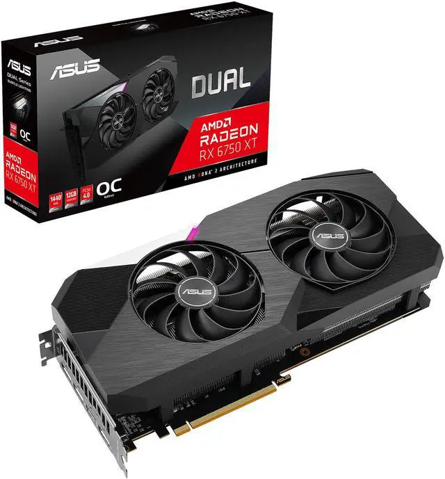 Alt view image 4 of 4 - ASUS Dual AMD Radeon RX 6750 XT OC Edition 12GB GDDR6 Gaming Graphics Card (AMD RDNA 2, PCIe 4.0, 12GB GDDR6 Memory, HDMI 2.1, DisplayPort 1.4a, Axial-tech Fan Design, 0dB Technology, Overclocked)