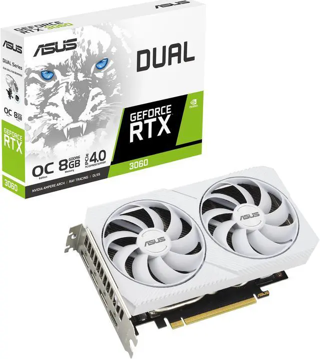 Alt view image 12 of 15 - ASUS Dual GeForce RTX 3060 White OC Edition 8GB GDDR6 (PCIe 4.0, 8GB GDDR6, HDMI 2.1, DisplayPort 1.4a) DUAL-RTX3060-O8G-WHITE