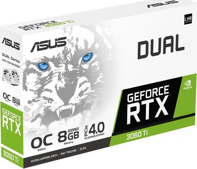 Alt view image 9 of 10 - ASUS Dual NVIDIA GeForce RTX 3060 Ti White OC Edition Graphics Card (PCIe 4.0, 8GB GDDR6X memory, HDMI 2.1, DisplayPort 1.4a, 2-slot design, Axial-tech fan design) DUAL-RTX3060TI-O8GD6X-WHITE
