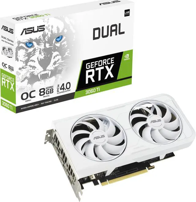 Alt view image 10 of 10 - ASUS Dual NVIDIA GeForce RTX 3060 Ti White OC Edition Graphics Card (PCIe 4.0, 8GB GDDR6X memory, HDMI 2.1, DisplayPort 1.4a, 2-slot design, Axial-tech fan design) DUAL-RTX3060TI-O8GD6X-WHITE