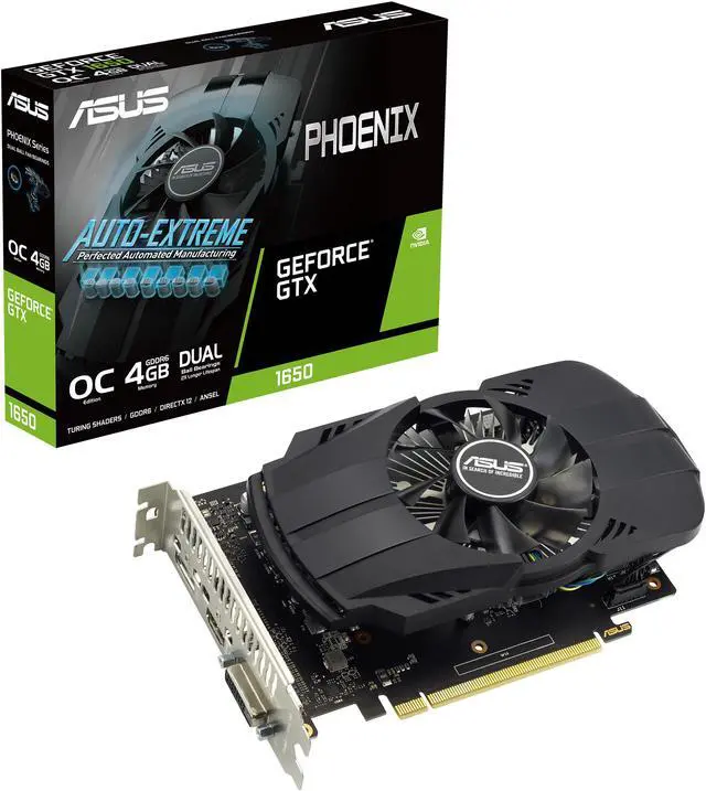 Alt view image 8 of 9 - ASUS Phoenix NVIDIA GeForce GTX 1650 OC Edition Gaming Graphics Card (PCIe 3.0, 4GB GDDR6 memory, HDMI 2.0, DisplayPort 1.4a, DVI-D, Dual ball fan bearings, Auto-Extreme) PH-GTX1650-O4GD6-P-EVO