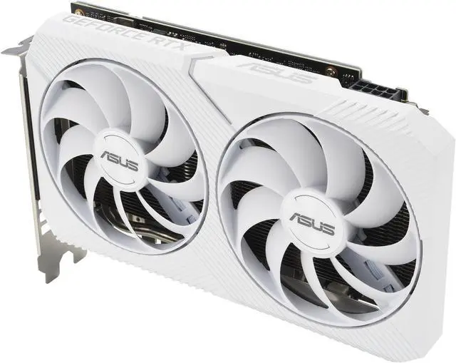 Alt view image 4 of 11 - ASUS Dual GeForce RTX 3060 White OC Edition 12GB GDDR6 (PCIe 4.0, 12GB GDDR6, HDMI 2.1, DisplayPort 1.4a, 2-slot design, Axial-tech fan design, 0dB technology) DUAL-RTX3060-O12G-WHITE