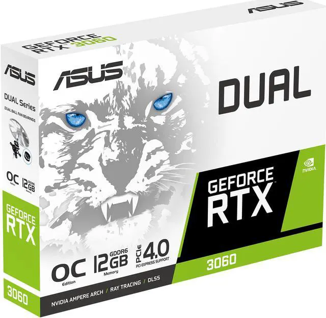Alt view image 9 of 11 - ASUS Dual GeForce RTX 3060 White OC Edition 12GB GDDR6 (PCIe 4.0, 12GB GDDR6, HDMI 2.1, DisplayPort 1.4a, 2-slot design, Axial-tech fan design, 0dB technology) DUAL-RTX3060-O12G-WHITE