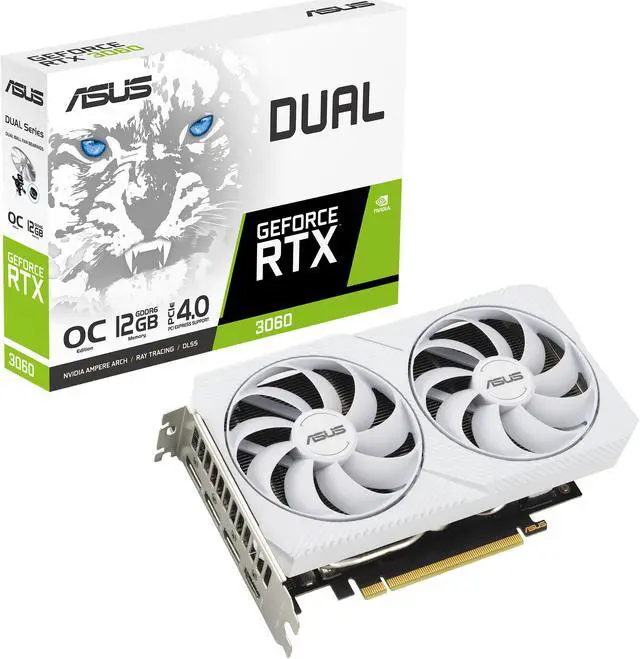 Alt view image 10 of 11 - ASUS Dual GeForce RTX 3060 White OC Edition 12GB GDDR6 (PCIe 4.0, 12GB GDDR6, HDMI 2.1, DisplayPort 1.4a, 2-slot design, Axial-tech fan design, 0dB technology) DUAL-RTX3060-O12G-WHITE
