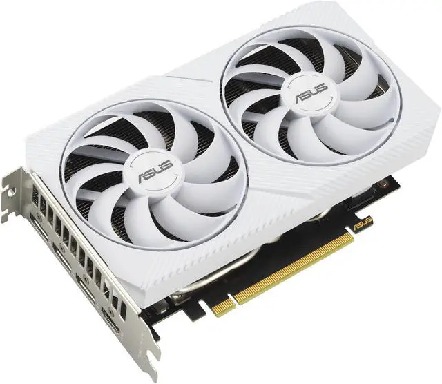 Alt view image 6 of 11 - ASUS Dual GeForce RTX 3060 White OC Edition 12GB GDDR6 (PCIe 4.0, 12GB GDDR6, HDMI 2.1, DisplayPort 1.4a, 2-slot design, Axial-tech fan design, 0dB technology) DUAL-RTX3060-O12G-WHITE