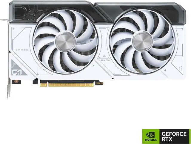Alt view image 2 of 14 - ASUS Dual GeForce RTX 4070 White Edition 12GB GDDR6X (PCIe 4.0, 12GB GDDR6X, DLSS 3, HDMI 2.1, DisplayPort 1.4a, 2.56-slot design, Axial-tech fan design, 0dB technology) DUAL-RTX4070-12G-WHITE