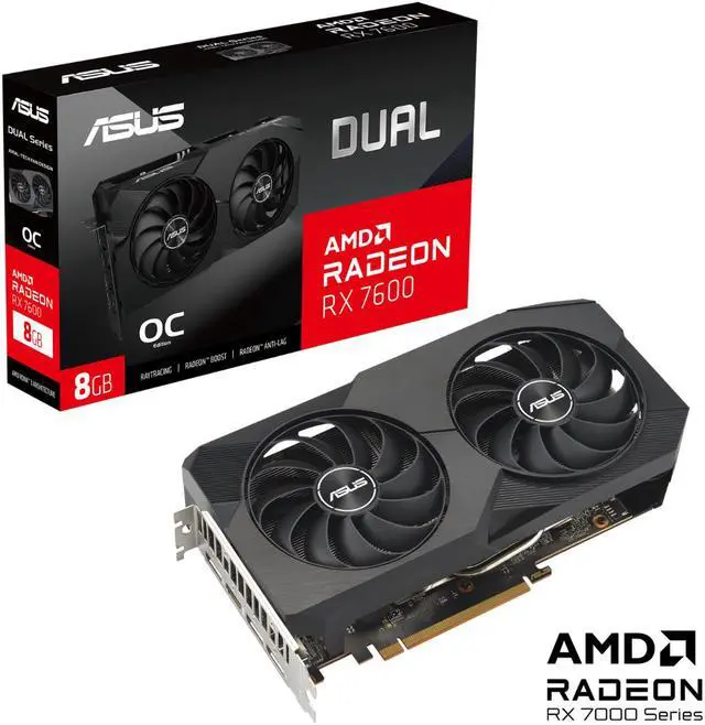 Alt view image 7 of 8 - ASUS Dual Radeon RX 7600 OC Edition 8GB GDDR6 Graphics Card (PCIe 4.0, 8GB GDDR6, HDMI 2.1, DisplayPort 1.4a, 2.5-slot Design, Axial-tech Fans, GPU Tweak III) DUAL-RX7600-O8G