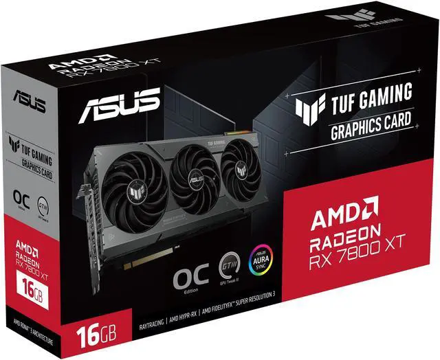 Alt view image 9 of 11 - ASUS TUF Gaming RX 7800 XT OC Edition 16GB GDDR6 (PCIe 4.0, 16GB GDDR6, HDMI 2.1, DisplayPort 2.1) TUF-RX7800XT-O16G-GAMING
