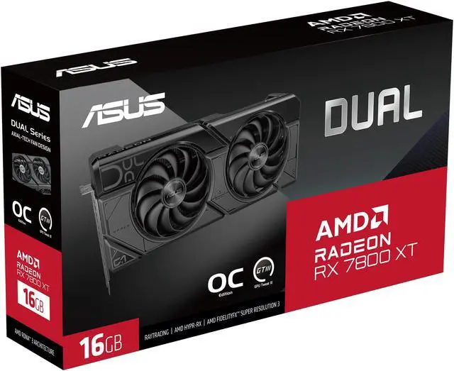 Alt view image 10 of 10 - ASUS DUAL RX7800XT O16G GDDR6X (PCIe 4.0, 16GB GDDR6X, HDMI 2.1, DisplayPort 2.1) DUAL-RX7800XT-O16G