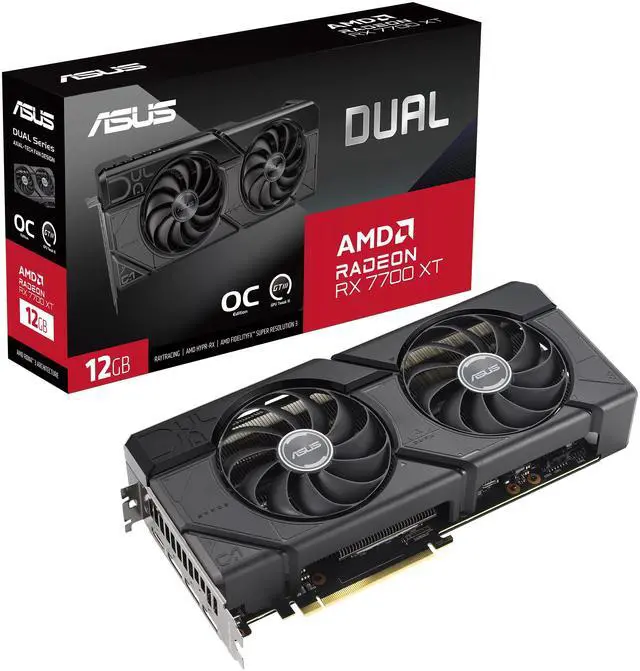 Alt view image 12 of 12 - ASUS DUAL RX7700XT O12G GDDR6 (PCIe 4.0, 12GB GDDR6, HDMI 2.1, DisplayPort 2.1) DUAL-RX7700XT-O12G