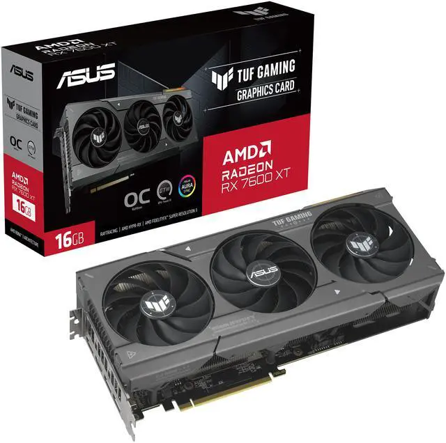 Alt view image 10 of 10 - ASUS TUF Gaming Radeon RX 7600 XT OC Edition 16GB GDDR6 Graphics Card (AMD RDNA 3, PCIe 4.0, HDMI 2.1, DisplayPort 2.1, Axial-tech Fan Design, Auto-extreme Technology) TUF-RX7600XT-O16G-GAMING