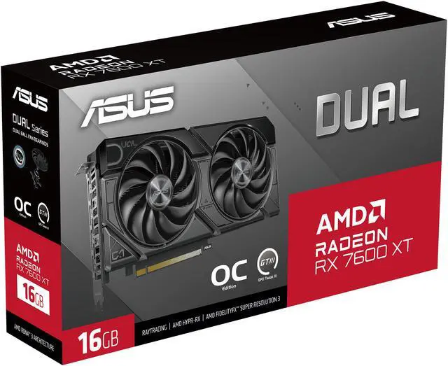 Alt view image 11 of 11 - ASUS Dual Radeon RX 7600 XT OC Edition 16GB GDDR6 (AMD RDNA 3, PCIe 4.0, 16GB GDDR6 memory, HDMI 2.1, DisplayPort 2.1, Axial-tech Fan Design, 0dB Technology, Dual BIOS) DUAL-RX7600XT-O16G
