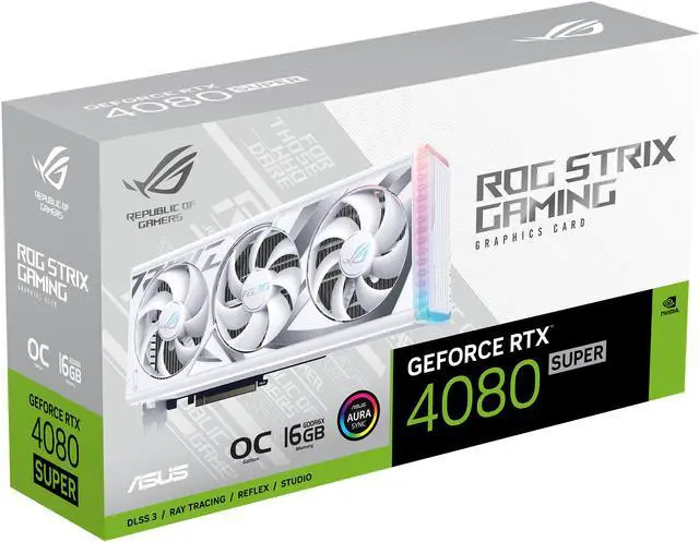 Alt view image 10 of 10 - ASUS ROG Strix GeForce RTX 4080 SUPER White OC Edition Gaming Graphics Card (PCIe 4.0, 16GB GDDR6X, DLSS 3, HDMI 2.1a, DisplayPort 1.4a, Vapor Chamber) ROG-STRIX-RTX4080S-O16G-WHITE