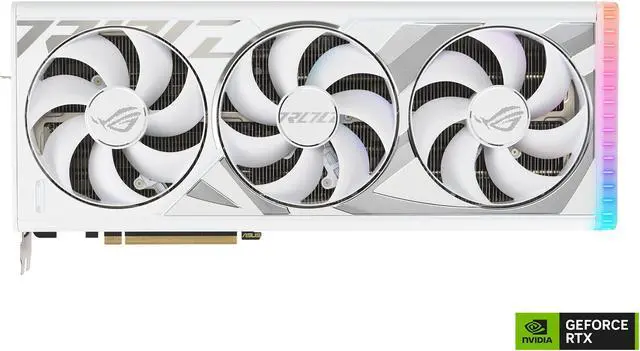 Alt view image 2 of 17 - ASUS ROG Strix GeForce RTX 4080 SUPER White Edition Gaming Graphics Card (PCIe 4.0, 16GB GDDR6X, DLSS 3, HDMI 2.1a, DisplayPort 1.4a, Vapor Chamber, Aura Sync) ROG-STRIX-RTX4080S-16G-WHITE