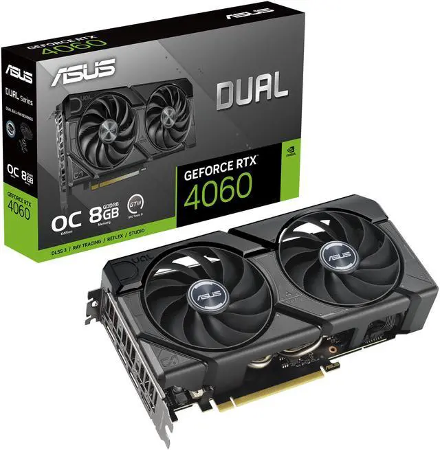 Alt view image 10 of 10 - ASUS Dual GeForce RTX 4060 EVO OC Edition 8GB GDDR6 (PCIe 4.0, 8GB GDDR6, DLSS 3, HDMI 2.1a, DisplayPort 1.4a, Axial-tech fan design, 0dB technology, Auto-Extreme Technology) DUAL-RTX4060-O8G-EVO