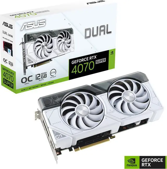 Alt view image 16 of 16 - ASUS Dual GeForce RTX 4070 SUPER White Edition (PCIe 4.0, 12GB GDDR6X, DLSS 3, HDMI 2.1a, DisplayPort 1.4a, 2.56-slot design, Axial-tech fan design, Auto-Extreme Technology) DUAL-RTX4070S-12G-WHITE