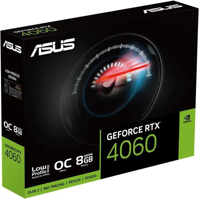 Alt view image 7 of 9 - ASUS GeForce RTX 4060 LP BRK OC Edition 8GB GDDR6 (PCIe 4.0, 8GB GDDR6, DLSS 3, HDMI 2.1a, DisplayPort 1.4a, 2-slot design, Dual Ball Fan Bearings, Auto-Extreme Technology) RTX4060-O8G-LP-BRK