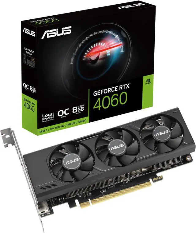 Alt view image 8 of 9 - ASUS GeForce RTX 4060 LP BRK OC Edition 8GB GDDR6 (PCIe 4.0, 8GB GDDR6, DLSS 3, HDMI 2.1a, DisplayPort 1.4a, 2-slot design, Dual Ball Fan Bearings, Auto-Extreme Technology) RTX4060-O8G-LP-BRK