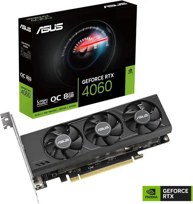 Alt view image 9 of 9 - ASUS GeForce RTX 4060 LP BRK OC Edition 8GB GDDR6 (PCIe 4.0, 8GB GDDR6, DLSS 3, HDMI 2.1a, DisplayPort 1.4a, 2-slot design, Dual Ball Fan Bearings, Auto-Extreme Technology) RTX4060-O8G-LP-BRK