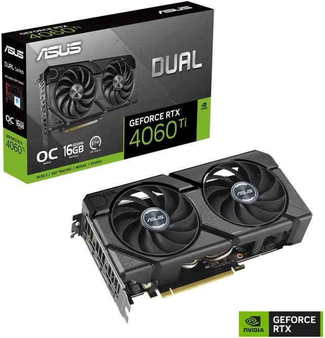 Alt view image 10 of 10 - ASUS Dual GeForce RTX 4060 Ti EVO OC Edition 16GB GDDR6 (PCIe 4.0, 16GB GDDR6, DLSS 3, HDMI 2.1a, DisplayPort 1.4a, 2.5-slot design, Axial-tech fan design, 0dB technology) DUAL-RTX4060TI-O16G-EVO