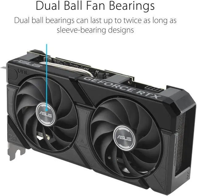 Alt view image 5 of 10 - ASUS Dual GeForce RTX 4060 Ti EVO OC Edition 16GB GDDR6 (PCIe 4.0, 16GB GDDR6, DLSS 3, HDMI 2.1a, DisplayPort 1.4a, 2.5-slot design, Axial-tech fan design, 0dB technology) DUAL-RTX4060TI-O16G-EVO