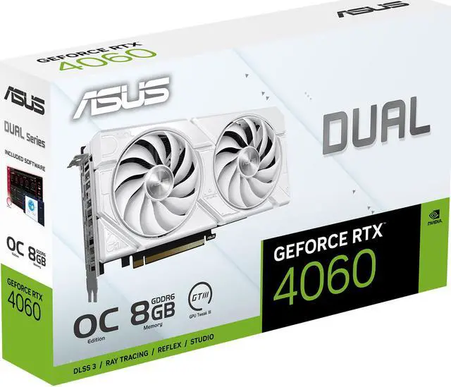 Alt view image 12 of 14 - ASUS Dual GeForce RTX 4060 8GB GDDR6 PCI Express 4.0 ATX Graphics Card DUAL-RTX4060-O8G-EVO-WHITE