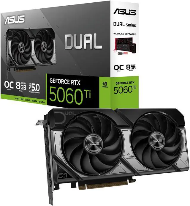 Alt view image 8 of 8 - ASUS Dual GeForce RTX 5060 Ti 8GB GDDR7 PCI Express 5.0 x8 ATX Graphics Card DUAL-RTX5060TI-O8G