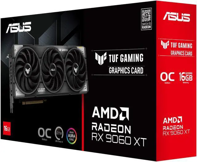 Alt view image 10 of 12 - ASUS TUF Gaming Radeon RX 9060 XT 16GB GDDR6 PCI Express 5.0 x16 ATX Graphics Card TUF-RX9060XT-O16G-GAMING RX 9060XT 16GB