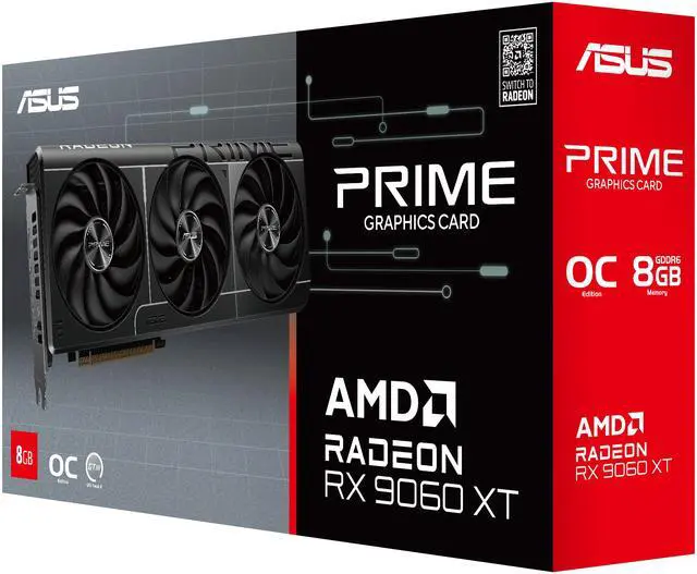Alt view image 10 of 12 - ASUS PRIME Radeon RX 9060 XT 8GB GDDR6 PCI Express 5.0 x16 ATX Graphics Card PRIME-RX9060XT-O8G RX 9060XT 8GB