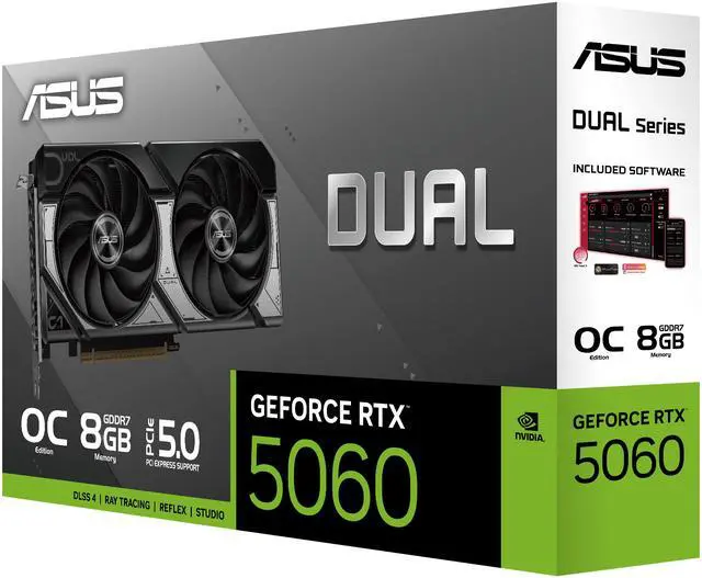 Alt view image 8 of 10 - ASUS Dual GeForce RTX 5060 8GB GDDR7 PCI Express 5.0 x8 ATX Graphics Card DUAL-RTX5060-O8G