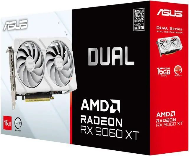 Alt view image 13 of 14 - ASUS Dual Radeon RX 9060 XT 16GB GDDR6 PCI Express 5.0 x16 ATX Graphics Card DUAL-RX9060XT-16G-WHITE