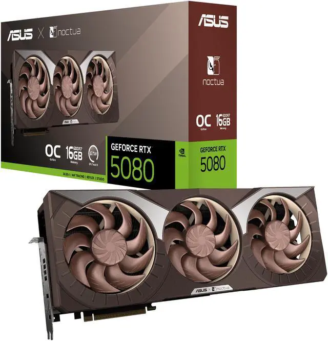 Alt view image 5 of 20 - ASUS NOCTUA GeForce RTX 5080 16GB GDDR7 PCI Express 5.0 x16 ATX Graphics Card with  Noctua NF-A12x25 G2 PWM 120mm Fans RTX5080-O16G-NOCTUA