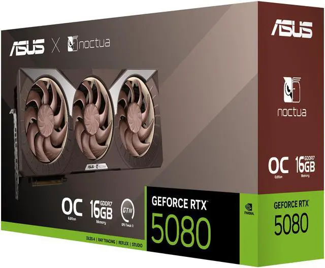 Alt view image 6 of 20 - ASUS NOCTUA GeForce RTX 5080 16GB GDDR7 PCI Express 5.0 x16 ATX Graphics Card with  Noctua NF-A12x25 G2 PWM 120mm Fans RTX5080-O16G-NOCTUA