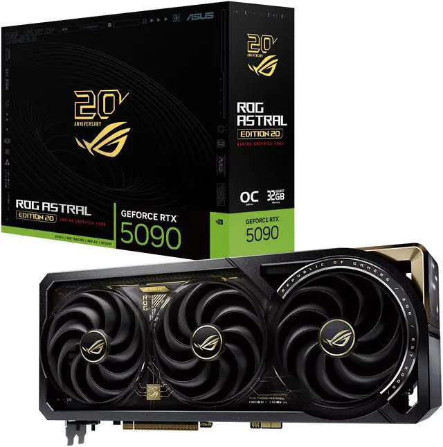 Alt view image 10 of 10 - ASUS ROG Astral GeForce RTX 5090 Edition 20 (PCIe 5.0, 32GB GDDR7, HDMI/ DisplayPort 2.1, 4-fan, curved-screen AMOLED display, liquid metal GPU cooling, dual power input up to 800W)