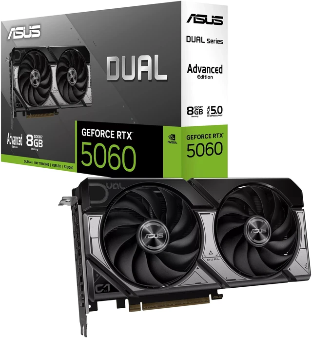 Alt view image 9 of 9 - ASUS Dual GeForce RTX 5060 8GB GDDR7 PCI Express 5.0 ATX Graphics Card DUAL-RTX5060-O8G-A