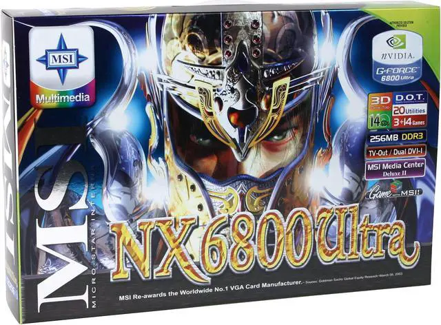 Alt view image 6 of 6 - MSI GeForce 6800Ultra 256MB GDDR3 AGP 4X/8X Graphics Card NX6800U-T2D256